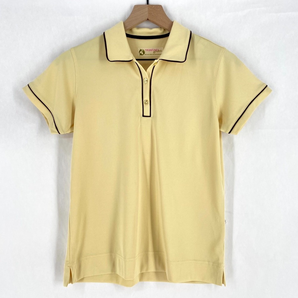 Tehama Green Polo Shirt Womens M Yellow Performance Everyday Wear‎ Golf Tennis